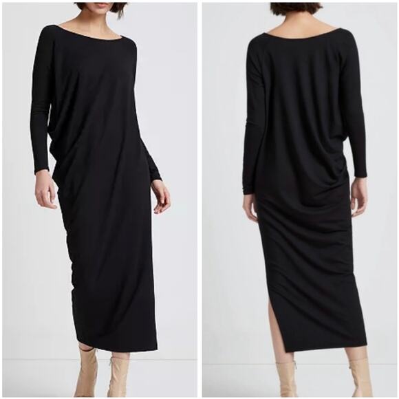 Marcella NYC Kensington Asymmetric Long Sleeve Minimalist Capsule Midi Dress XS - Picture 1 of 10